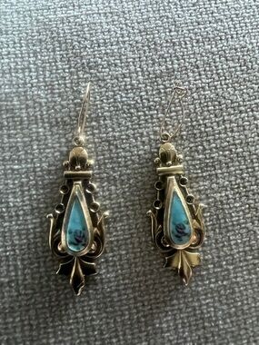 Drop Earrings with Turquoise Inlay